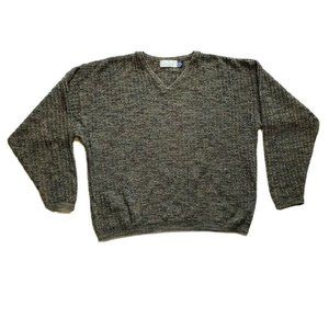 Vintage Bill Blass Sweater Mens XL USA Made Hand Framed Chunky Knit V‎ Neck
